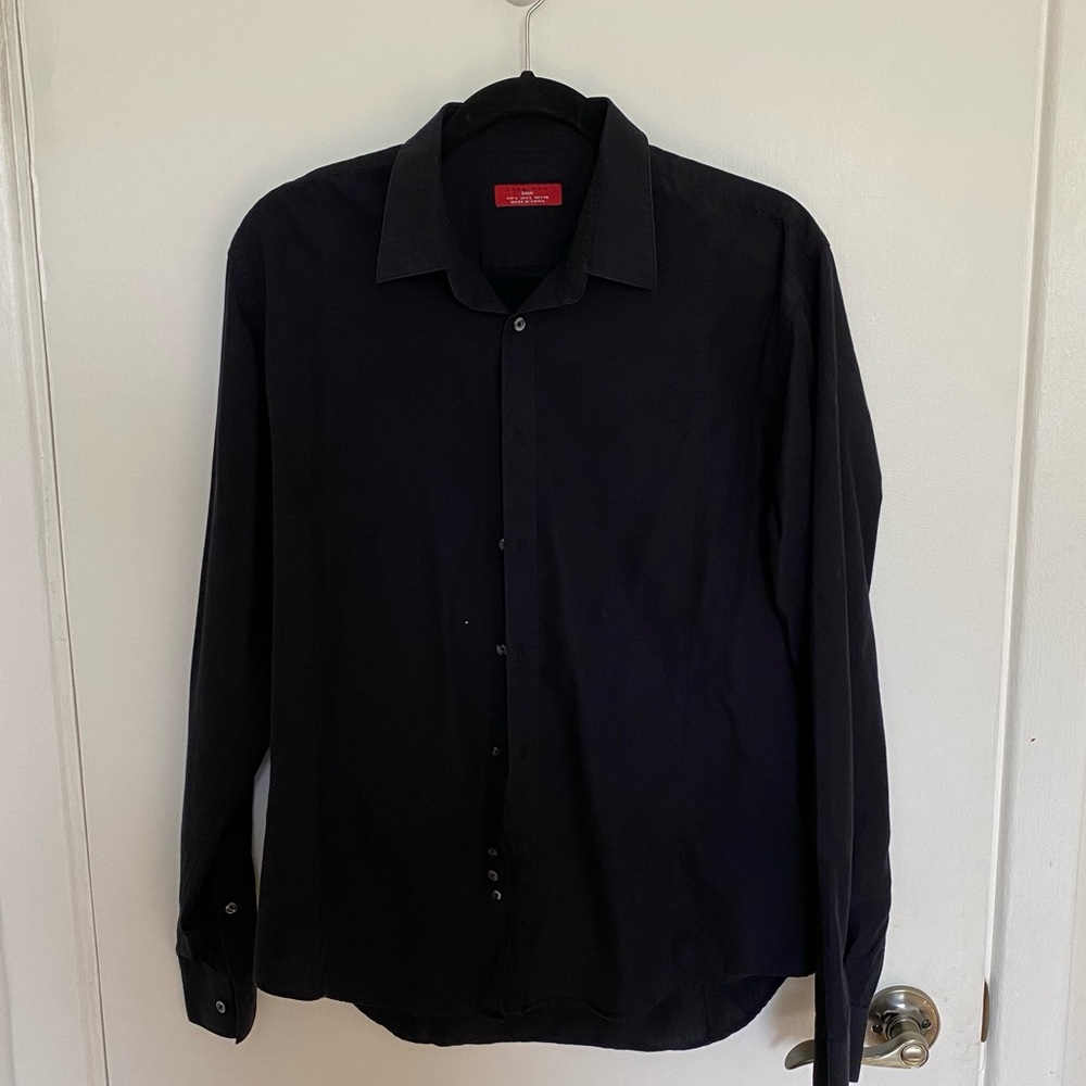 Zara Men’s Black Long Sleeve Button Down Dress Shirt, Size Large, Classic